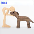 Miniatyrbillede 1 af 4: Par Hunde Træ Skulptur Home Decor Træ Håndværk Statue Carving Ornamenter 4