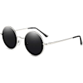 Pikkukuva 1 / 4: Vintage Pyöreä John Lennon Polarisoidut aurinkolasit Miesten Naisten Circle Hippie Aurinkolasit Black Lens-silver Frame