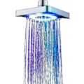 Miniatyrbillede 2 af 5: LED Regnbruserhoved Med LED Lys Firkantet Brusehoved Auto RGB Farveskiftende Temperatur Sensor Brusehoved