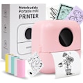 Miniatyrbillede 1 af 5: Bærbar Lomme Inkless Bluetooth Termisk Printer med 5 Ruller Papir til Dagbog/DIY Scrapbooking/Rejser/Noter Pink