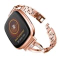 För Fitbit Versa 4 / Sense 2 Universal Diamond Metal Watch Band Rose Gold