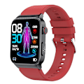 Miniatyrbilde 1 av 5: Ny E500 Blodsukker Smart Klokke Ekg Overvåking Blodtrykk Kroppstemperatur Smartwatch Menn Ip68 Vanntett Fitness Tracker - Smartklokker Red