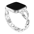 Miniatyrbilde 1 av 5: X-formet diamantbesatt solid klokkerem i rustfritt stål for Fitbit Versa Lite Silver