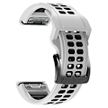 Miniatyrbillede 1 af 5: Til Garmin Fenix ​​6 Quick Release dobbeltrækket silikoneurrem White Black