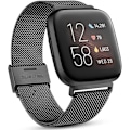 Miniatyrbillede 1 af 5: Fitbit Versa/fitbit Versa 2 Bånd Til Damer Mænd, Justerbar Rustfri Black