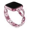 Miniatyrbillede 1 af 5: X-formet diamantbesat urbånd i massivt rustfrit stål til Fitbit Versa Lite Pink