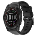 Miniatyrbillede 1 af 5: Til Garmin Fenix ​​7x metalspænde ensfarvet silikoneurrem Black