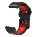 Miniatyrbild 3 av 5: För Garmin Fenix 7 22mm Dubbelrad Hål Tvåfärgat Silikon Armbandsur RZU Black Red