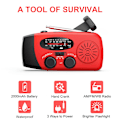 Pikkukuva 2 / 4: 2000 mAh aurinkovoimalla toimiva sääradio, kannettava hätäradio AM/FM-radiolla ja taskulampulla/punaisella