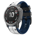 Miniatyrbilde 1 av 5: For Garmin Fenix ​​5 22 mm silikon sportsklokkerem i to farger White-Dark Blue
