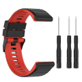 Miniatyrbilde 1 av 5: For Garmin Fenix ​​7 26 mm tofarget silikonklokkerem Black Red