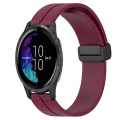 Miniatyrbilde 1 av 5: For Garmin Venu 20 mm ensfarget magnetisk lås silikonklokkerem Wine Red