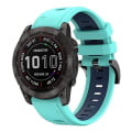 Miniatyrbilde 1 av 5: For Garmin Fenix ​​7x Solar 26mm Tofarget Sports Silikon Klokkebånd Mint Green - Blue