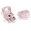 Miniatyrbillede 5 af 5: Dame Smykkeæske Pu Læder Til Ring, Ørering, Lys Pink