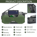 Miniatyrbilde 3 av 5: Grønn nødradio 5000mah Solar Håndsveiv Bærbar Am/fm/noaa Sos Radio Med lommelykt amp;leselampe Mobillader green antenna