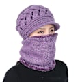 Miniatyrbillede 3 af 5: Dame Beanie Hat Vinter Hatte Halstørklæde Maske Midaldrende Gamle Varm Øreværn Cap Mom Gift Red