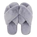 Miniatyrbilde 2 av 5: Kvinners tøfler, åpen tå fuzzy fluffy hussko koselig minneskum Grey 40-41