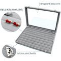 Miniatyrbild 4 av 5: Ring Förvaringsbox-smyckeskrin För Ringar-glaslock I Ring Case Grey