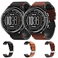 Miniatyrbillede 3 af 5: Til Garmin Fenix ​​3 Sapphire 26 mm læder sutur stålspænde urbånd Black