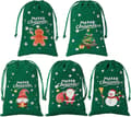 Julklappspåse, Återanvändbar Godispåse med Dragsko för Julklappar 5 st/17x23cm (grön)