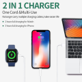 Miniatyrbilde 3 av 5: 2 i 1 Iphone og Iwatch lader , Iwatch ladekabel magnetisk trådløs 3,3 fot
