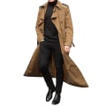 Miniatyrbillede 1 af 2: Mænd Trench Coat Dobbeltradet Lapel Windbreaker Mand Lang Jakke Overtøj Khaki M