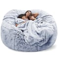 Miniatyrbillede 2 af 4: Lazy Sofa Bean Bag Kunstig Pels Bean Bag Bean Sofa Snow blue 150cm*75cm