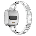 Miniatyrbilde 4 av 5: X-formet diamantbesatt solid klokkerem i rustfritt stål for Fitbit Versa Lite Silver
