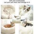 Miniatyrbilde 3 av 4: Calming Dog Cat Donut Bed - Fluffy Plush Puppy Kitten Cuddler Rund Seng. Varmt og mykt kjæledyr