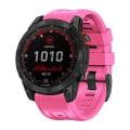 Miniatyrbillede 4 af 5: Til Garmin Fenix ​​7 / 6 Pro / 5 Plus 22 mm sort spænde silikone urbånd Pink
