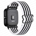 Miniatyrbillede 1 af 5: 20 mm/22 mm bånd til Amazfit Gts 4//2/2e/3/gts2 Mini/gtr 4/3/pro/gtr2/47 mm/stratos Nylon elastisk urarmbånd Amazfit bipstrop stripe white black 22mm