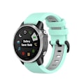 Miniatyrbilde 1 av 5: For Garmin Fenix ​​6 tofarget silikonklokkerem Teal Grey