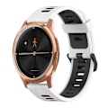 Miniatyrbilde 1 av 5: For Garmin Move Luxe 20 mm vertikalt mønster tofarget silikonklokkebånd White-Black