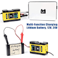 Miniatyrbillede 4 af 5: Lithium batterioplader, 12v/24v 6amp fuldautomatisk intelligent bilbatterioplader (lithiumbatterier, blysyrebatterier, calcium osv.)/vedligeholder yellow