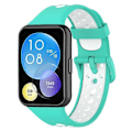 Miniatyrbilde 1 av 5: For Huawei Watch Fit 2/Watch Fit 2 Active Dual Watch Silikon Erstatningsarmbånd Cyan White Style G