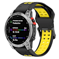 Miniatyrbillede 1 af 5: Til Garmin Descent G1 / Coros Vertix 22 mm Quick Release dobbeltrækket silikoneurrem Black Yellow