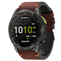 Miniatyrbillede 1 af 5: Til Garmin Enduro 2 26mm læder sutur stålspænde urbånd Coffee
