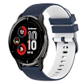 Miniatyrbillede 1 af 5: Til Garmin Venu 2 Plus 20 mm ternet tofarvet silikoneurrem Dark Blue-White