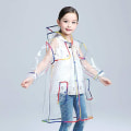 Miniatyrbillede 2 af 5: Transparent Rainbow Colorful Edge børneregnfrakke vejrbestandig poncho s