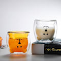 Miniatyrbillede 5 af 5: Tegneserie Bjørn Kop Dobbelt Lag Transparent Glas Kopper Kaffe Krus Par Gaver Class