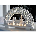 Miniatyrbillede 4 af 5: Snefnugbue og landsbyscenebord juledekoration, træ, hvid