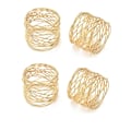 Pikkukuva 1 / 5: Leveä pyöreä kultainen lautasliinarengas Metalliristi ontto lautasliinan solki Ruokapöydän koristelu 4pcs