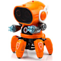 Miniatyrbillede 2 af 5: Robotlegetøj til børn, gående dansende robotlegetøj med blinkende lys og musik, orange
