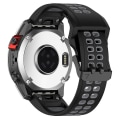 Miniatyrbillede 2 af 5: Til Garmin Descent G1 / Coros Vertix 22 mm Quick Release dobbeltrækket silikoneurrem Black Grey