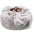 Miniatyrbillede 1 af 2: Lazy Sofa Bean Bag Kunstig Pels Bean Bag Bean Sofa Snow Brown 150cm*75cm