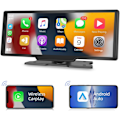 Miniatyrbillede 1 af 5: Bærbar Apple Carplay Trådløs Bil Stereo Android Skærm, 10,26 Tommer IPS Touchscreen Bilradio