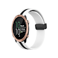 Miniatyrbillede 1 af 4: Rem til Garmin Forerunner 645 Music 20Mm Foldbar Magnetisk Spænde Silikone Urrem Hvid-Sort