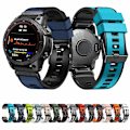 Miniatyrbilde 3 av 3: For Garmin Fenix ​​7 22 mm Plain Weave To-farget Quick Release Silikon Klokkebånd White Blue