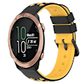 Miniatyrbillede 1 af 5: Til Garmin Forerunner 645 Music 20 mm tofarvet porøst silikone urbånd Black-Yellow