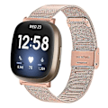 Miniatyrbilde 1 av 5: For Fitbit Versa 4 / Sense 2 Milan Buckle Metal Watch Band Rose Gold